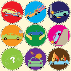 insurance car in color circle