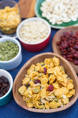Corns flakes on wood plate