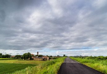 country road near a country village