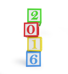 alphabet box 2016 new year's isolated on a white background