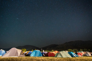 Tents in the festival under the stars