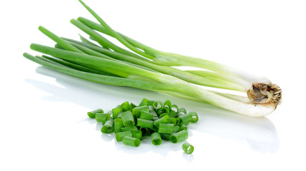 Obraz premium Green onion isolated on the white background