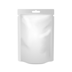 White blank foil food or drink bag packaging with hang slot