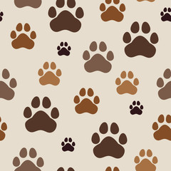 Fototapeta premium Seamless pattern with dog paw prints