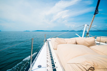 brown cushion on the yacht
