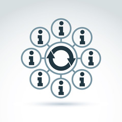 Information collecting and exchange theme icon, vector conceptua
