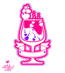 Vector wineglass with splash, alcohol idea graphic illustration.