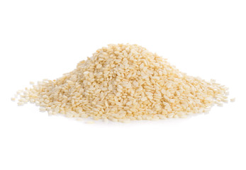 Sesame seeds on white background