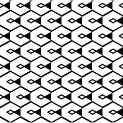 Monochrome geometric art seamless pattern, vector mosaic black a