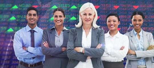 Composite image of business people with arms crossed 