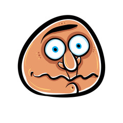 Funny cartoon face, vector illustration.