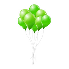 Green balloons on white background