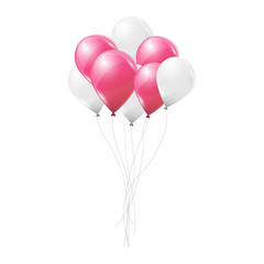 Fototapeta na wymiar Pink and white balloons on white background