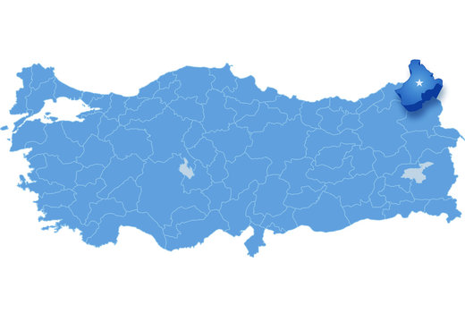 Map of Turkey, Ardahan