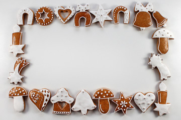 Christmas frame background of gingerbread