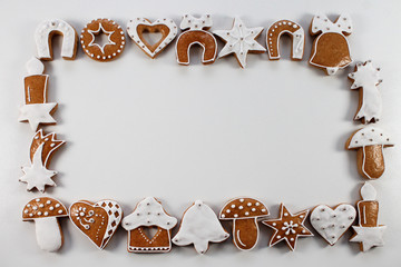 Christmas frame background of gingerbread