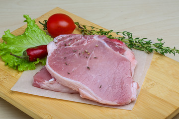 Raw pork steak