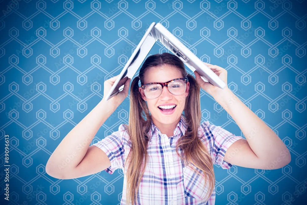 Poster composite image of geeky hipster