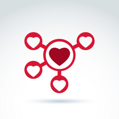 Hearts and connections icon, Online Dating, vector conceptual st