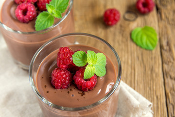 Chocolate mousse with raspberry