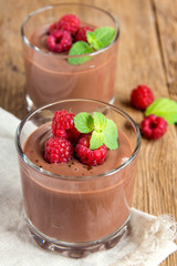 Chocolate mousse with raspberry