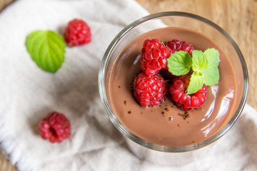 Chocolate mousse with raspberry
