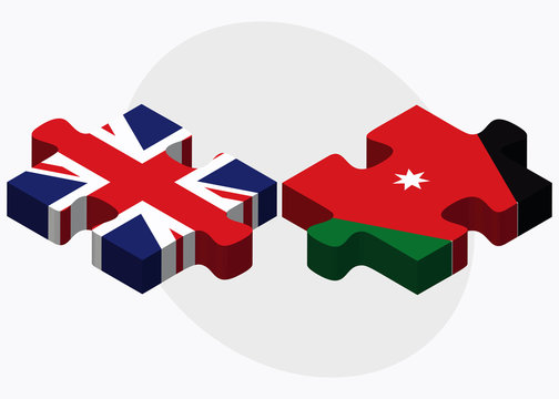 United Kingdom and Jordan Flags