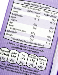 N”hrwertangaben auf Lebensmittel