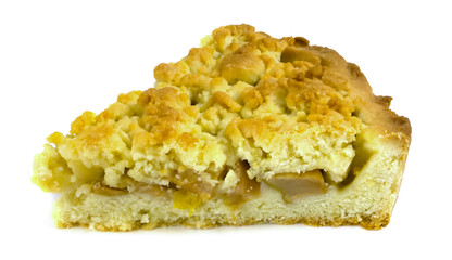 Apple cake isolated on white background.