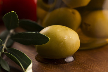 pickled olives and olive tree branch