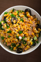 Salad with tuna fish and white corn