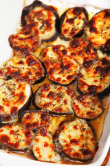 Eggplants with mozzarella and basil