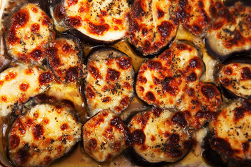 Eggplants with mozzarella and basil
