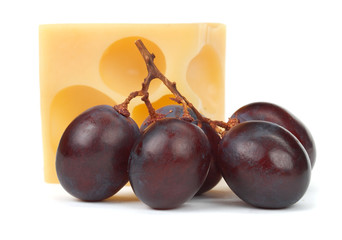 Emmental cheese with grapes