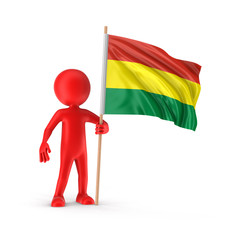 Man and Bolivian flag (clipping path included)