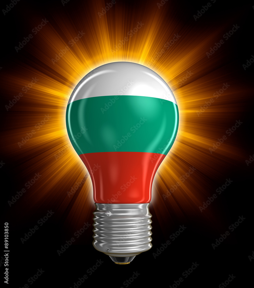 Poster light bulb with bulgarian flag (clipping path included)
