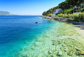 Fototapeta na wymiar crystal clear Adriatic sea on Peljesac peninsula in Dalmatia, Croatia