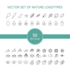 Vector set of 50 ecology icons