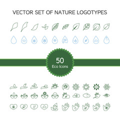 Vector set of 50 ecology icons
