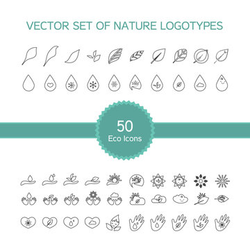 Vector set of 50 ecology icons