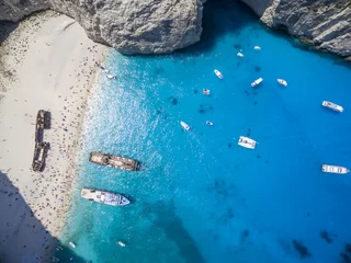 Foto op Plexiglas Navagio Beach, Zakynthos, Griekenland Aerial view of Navagio (Shipwreck) Beach in Zakynthos, Navagio B