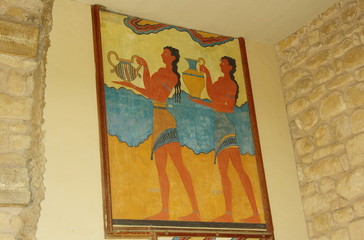 Fresque dans le palais de la civilisation minoenne
de Knossos(reconstitutions)