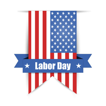 Flag of America to Labor Day label
