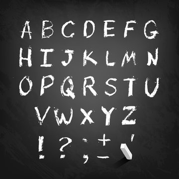 Vector Chalk Hand drawn alphabet, capital letters, Each element is grouped into a single object