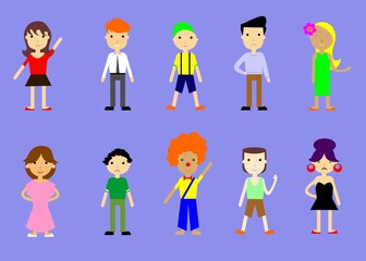 set of illustrations of people - men, women and teens.