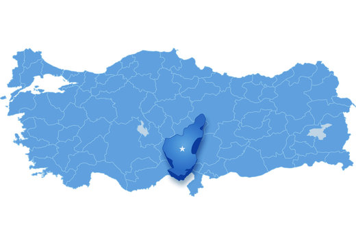 Map Of Turkey Where Adana Province Is Pulled Out