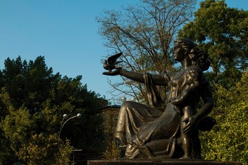 Mother and daughter – city Monument, established in park Revolution in Rostov - on - Don.