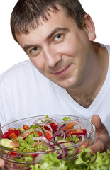 Man with a bowl of salad