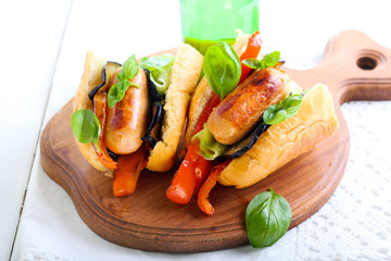 Sausages with grilled vegetables