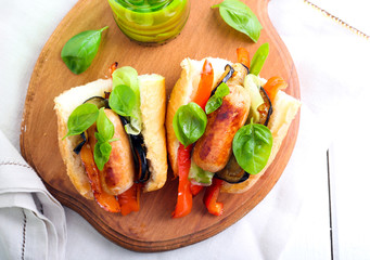 Sausages with grilled vegetables
